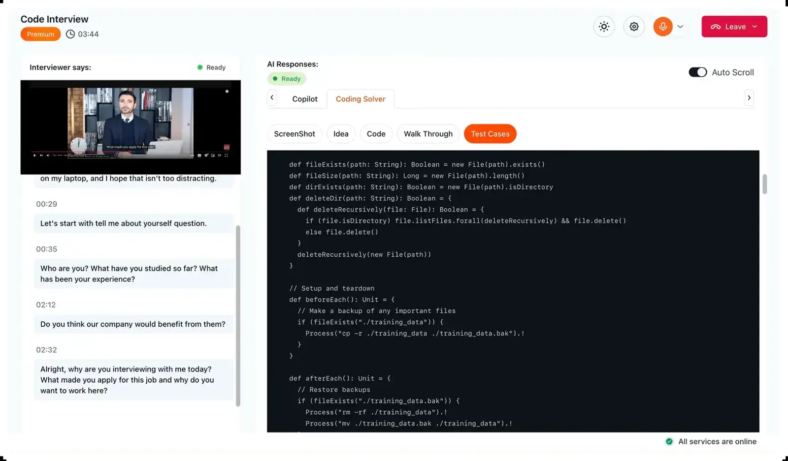 Final Round AI coding interview view