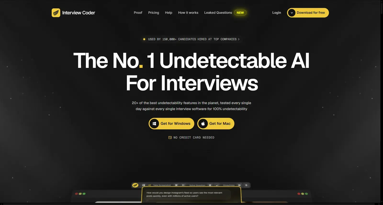 Interview Coder homepage