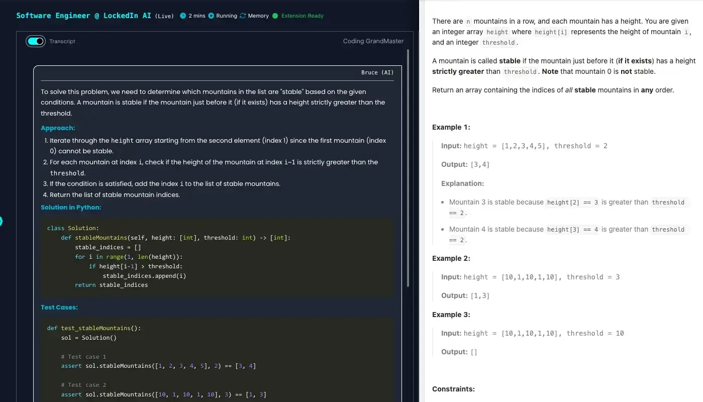 LockedIn AI side-by-side coding view