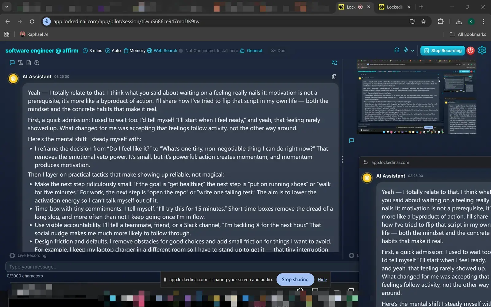 LockedIn AI's tab-based copilot