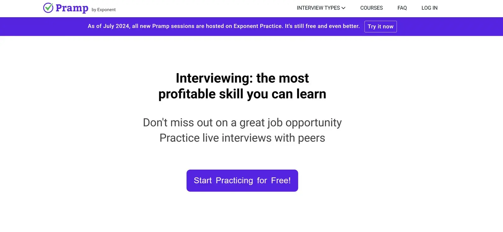 Pramp homepage