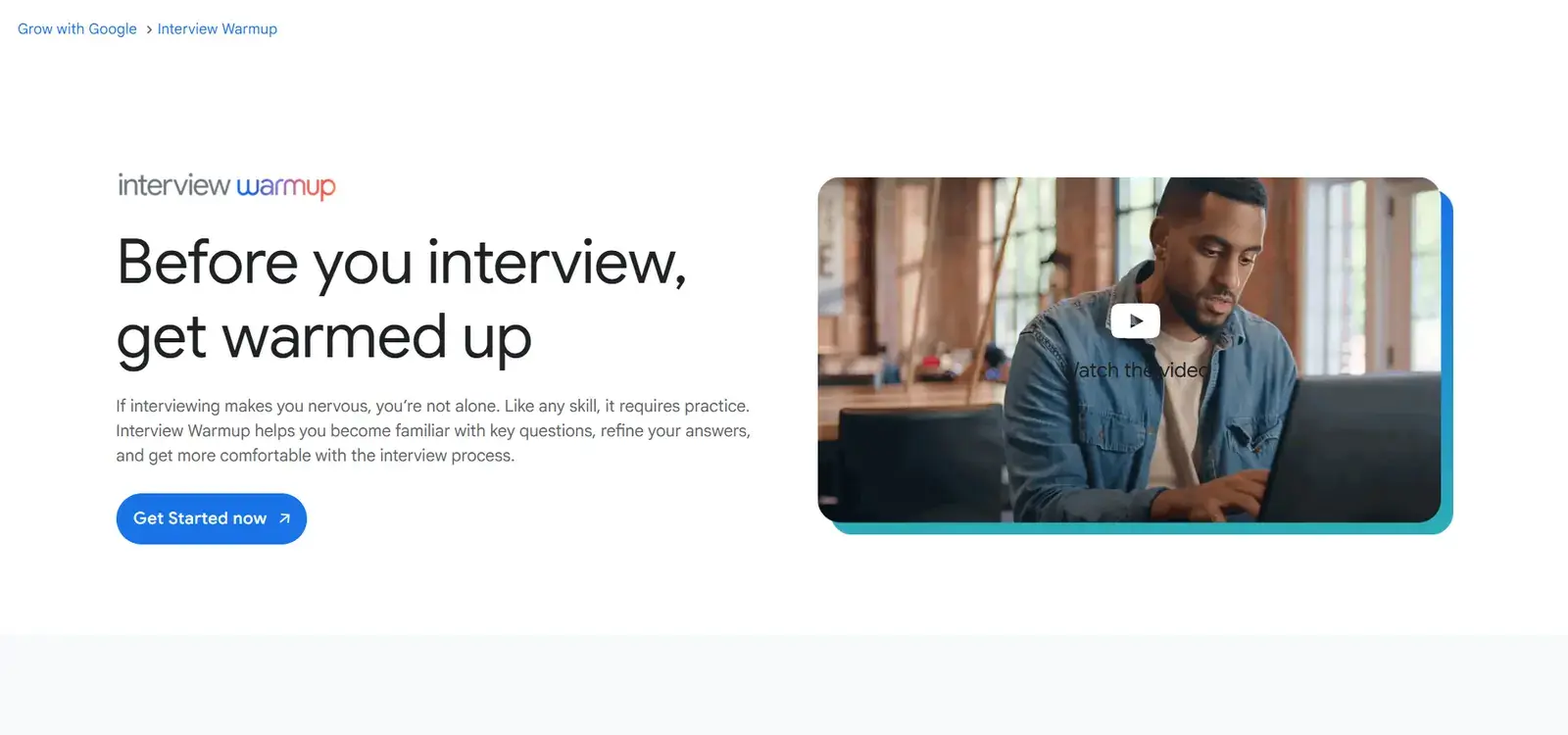 Google Interview Warmup homepage