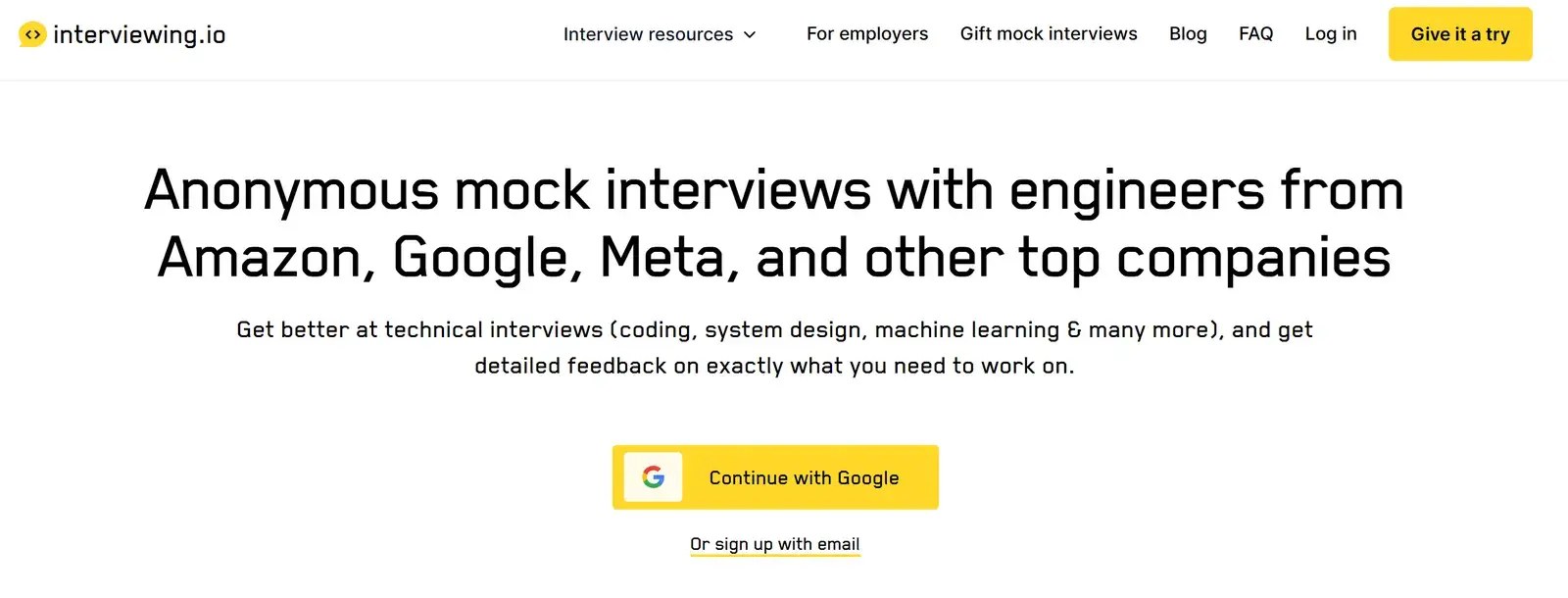 Interviewing.io homepage