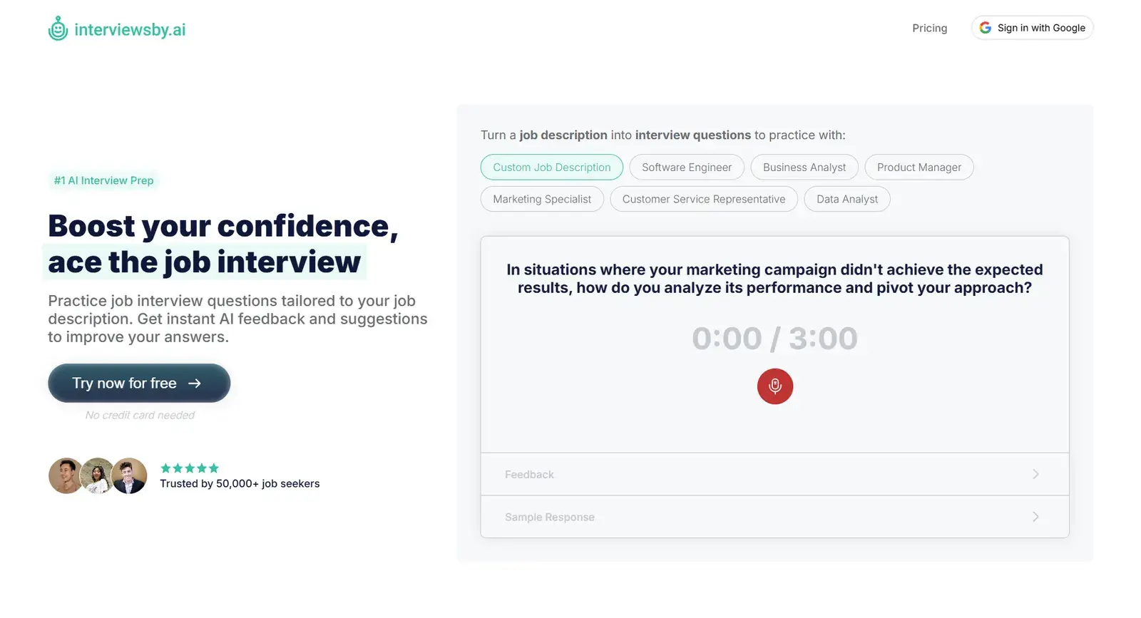 Interviewsby.ai homepage