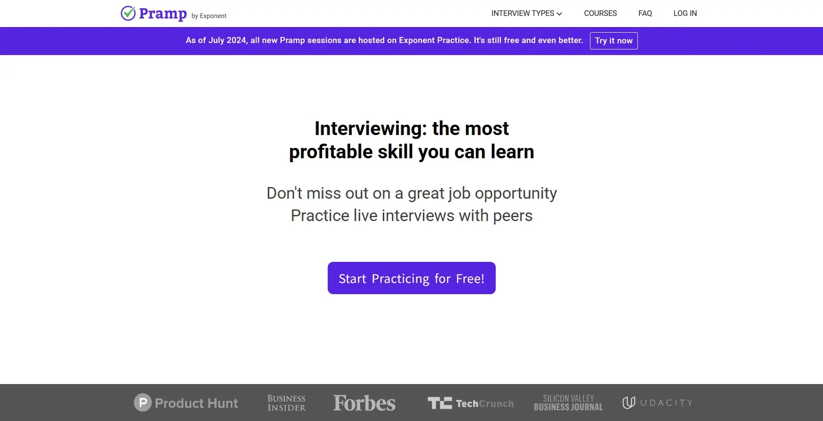 Pramp homepage