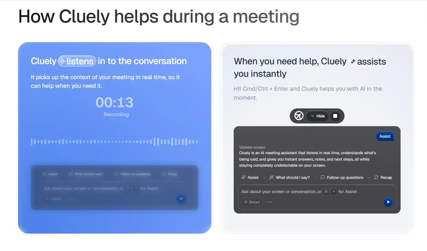 How Cluely helps during a meeting