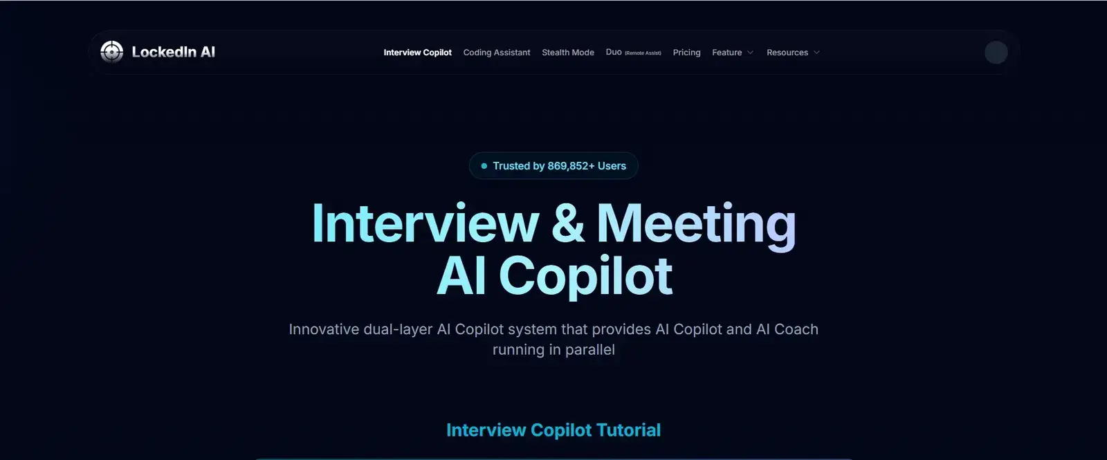 LockedIn AI homepage