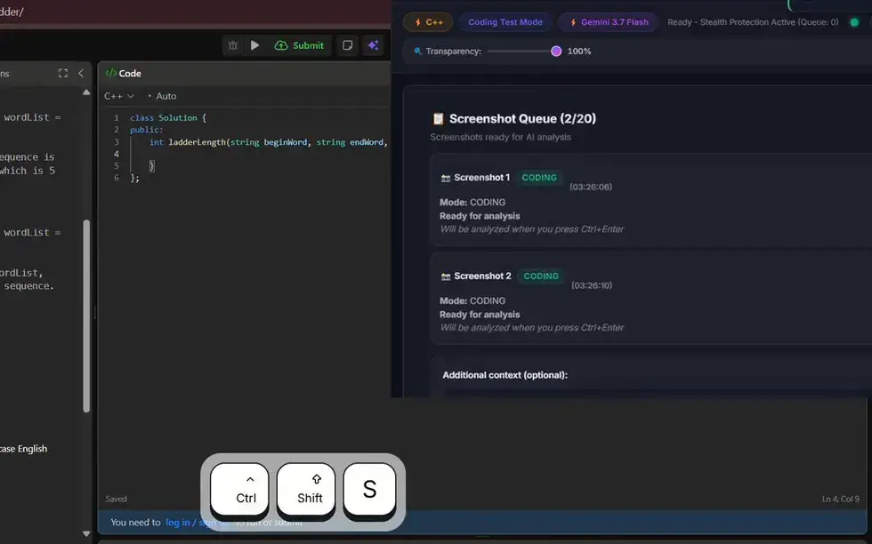 Two captures waiting in the Solvro screenshot queue in Coding Test mode