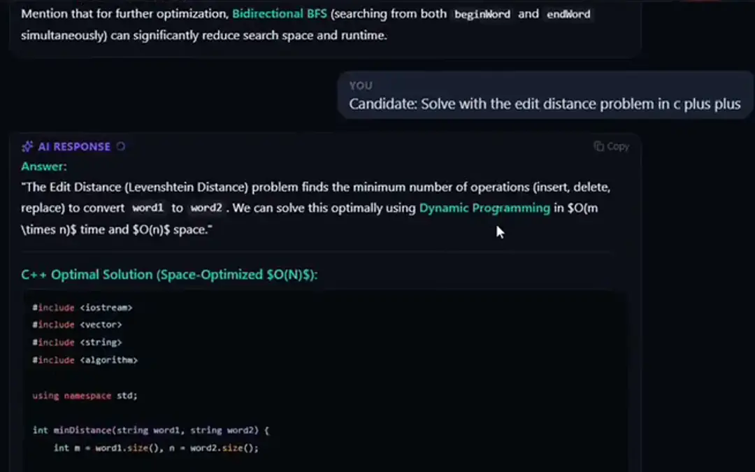 Solvro Interview mode answering a question the interviewer just asked