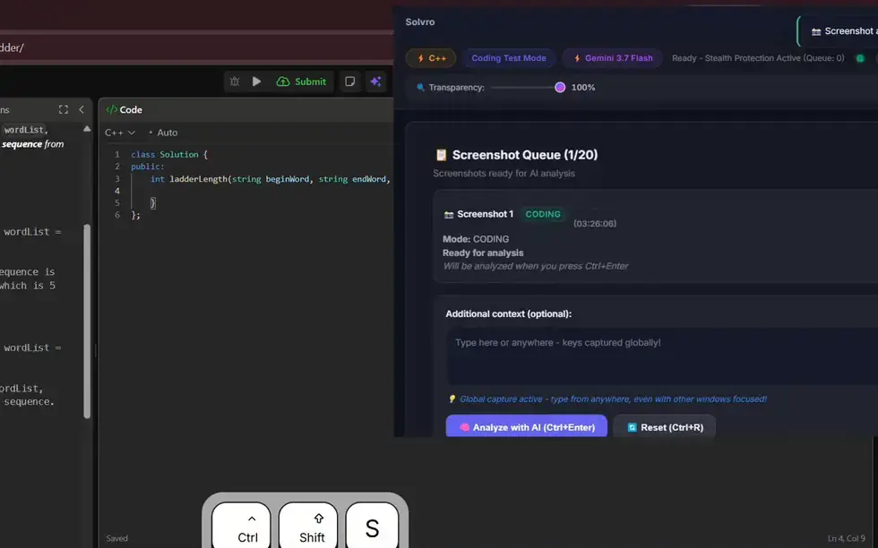 The Solvro screenshot queue with a box for additional context