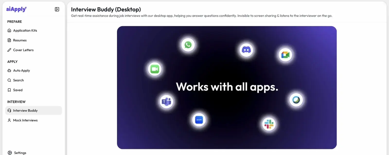 AI Apply works with meeting apps