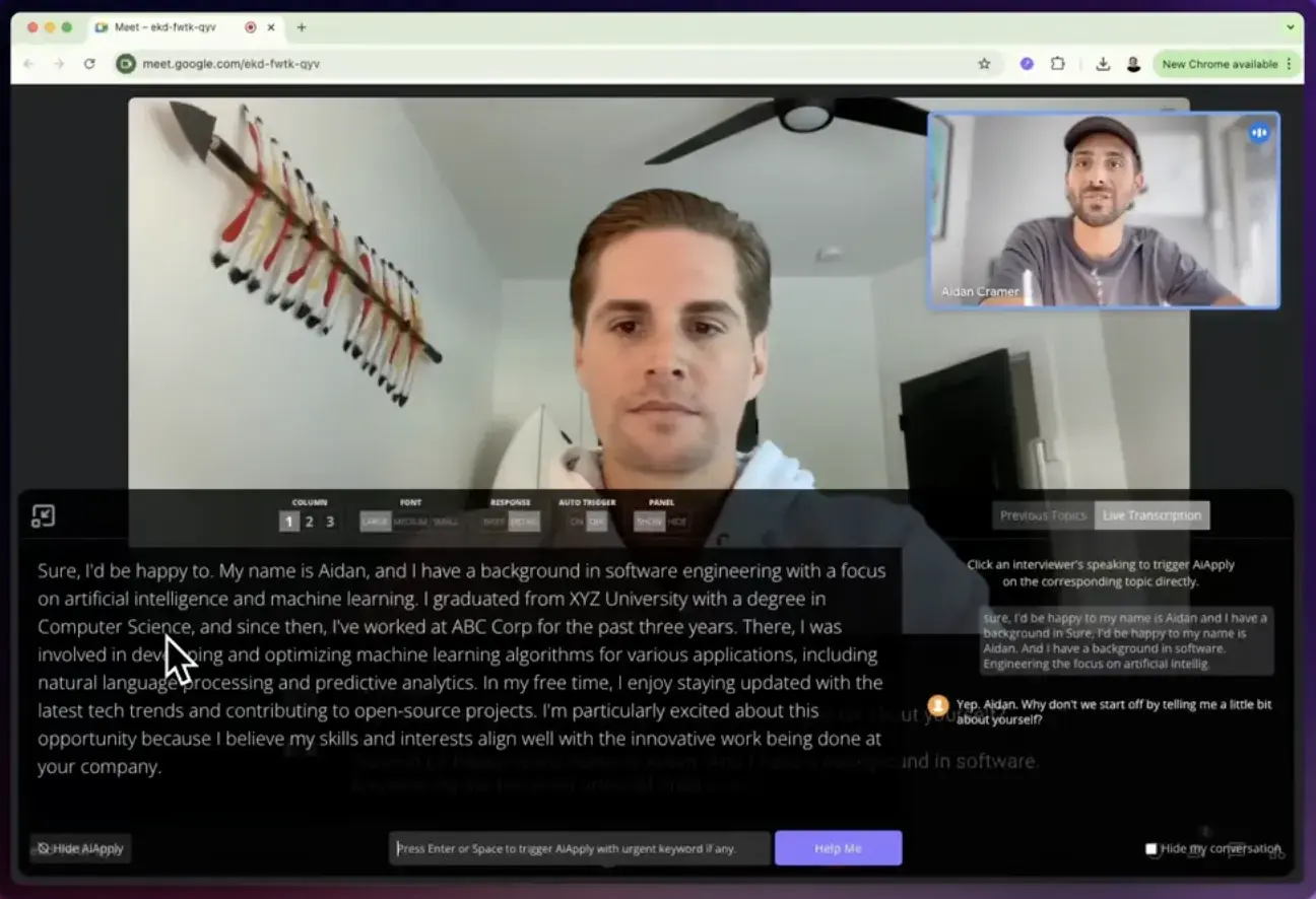 AI Apply during a general interview question