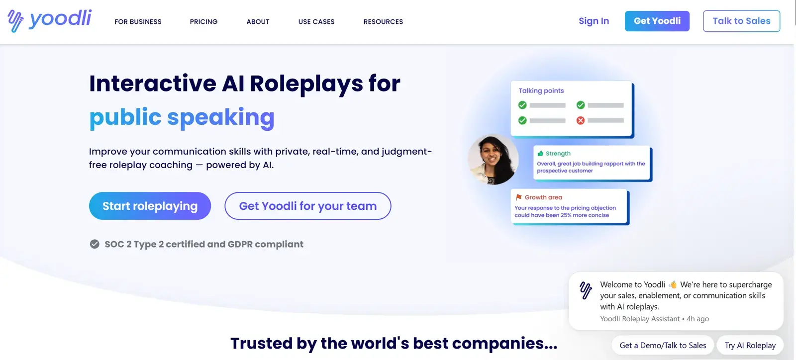 Yoodli homepage