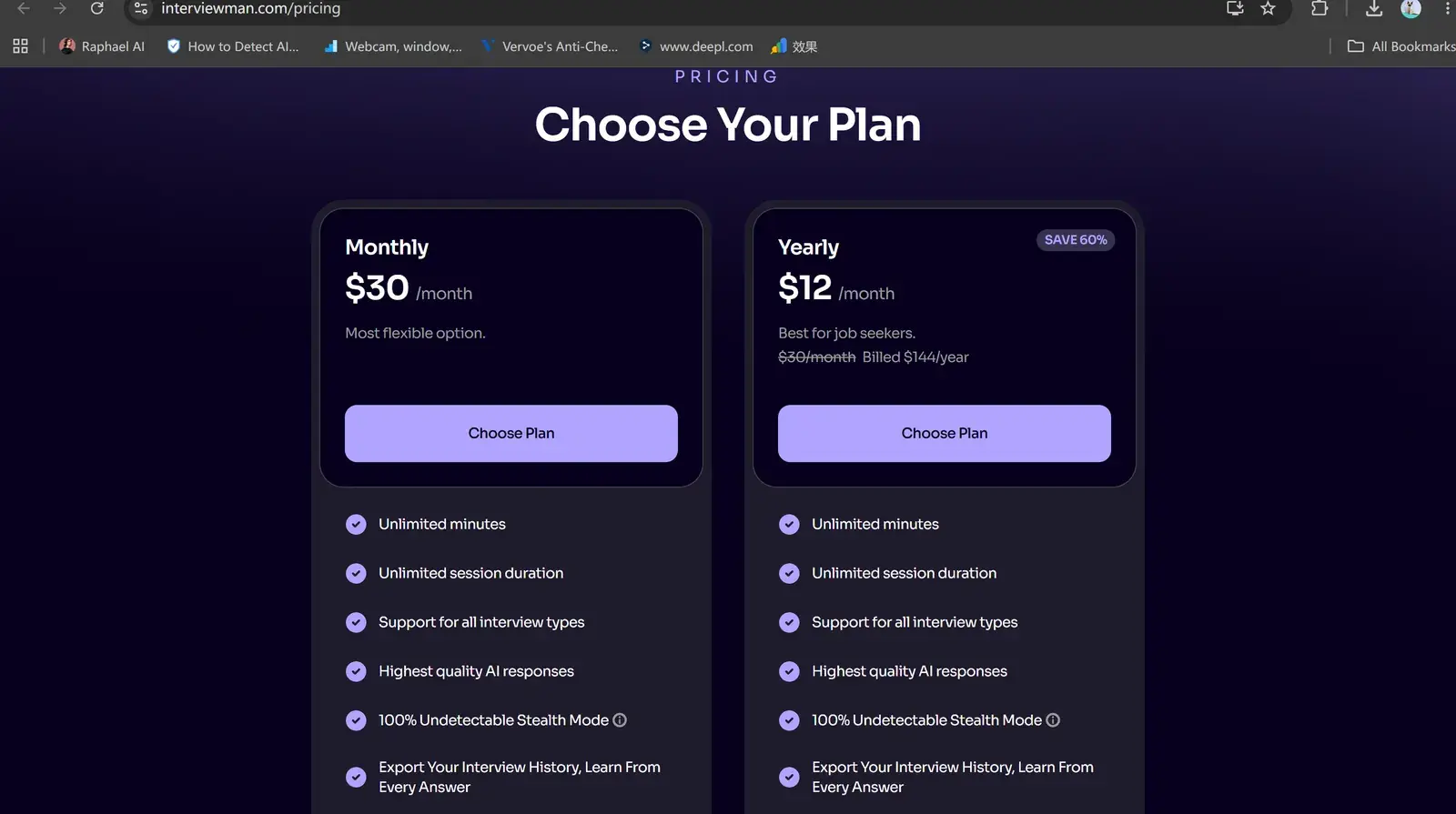 InterviewMan pricing