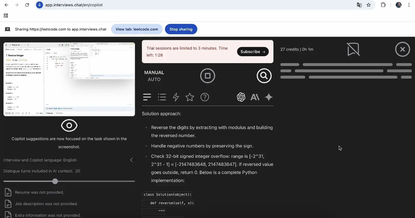 Interviews.Chat coding copilot