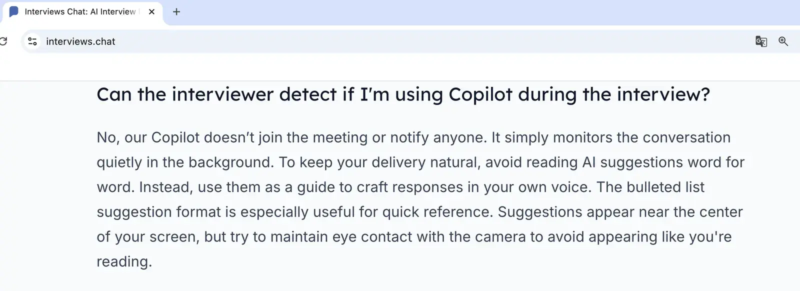 Interviews.Chat's FAQ on detection