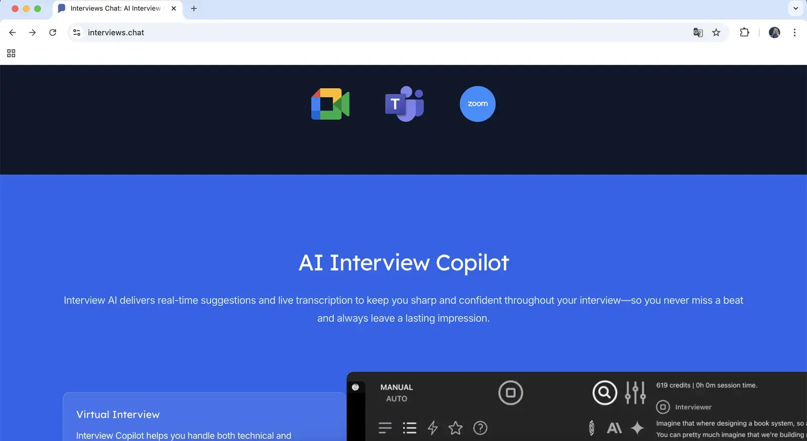 Interviews.Chat platforms