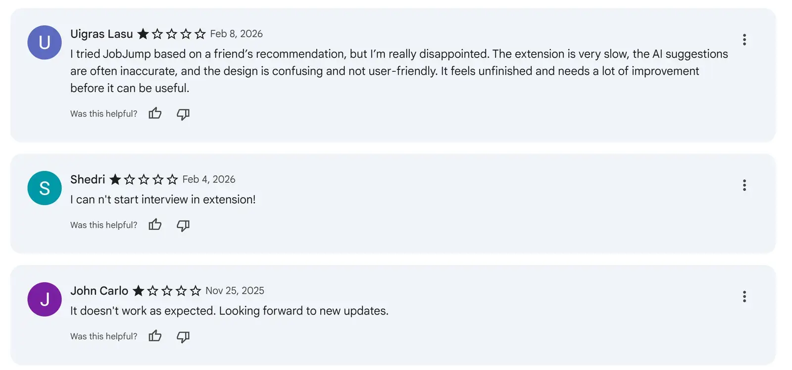 Recent JobJump reviews