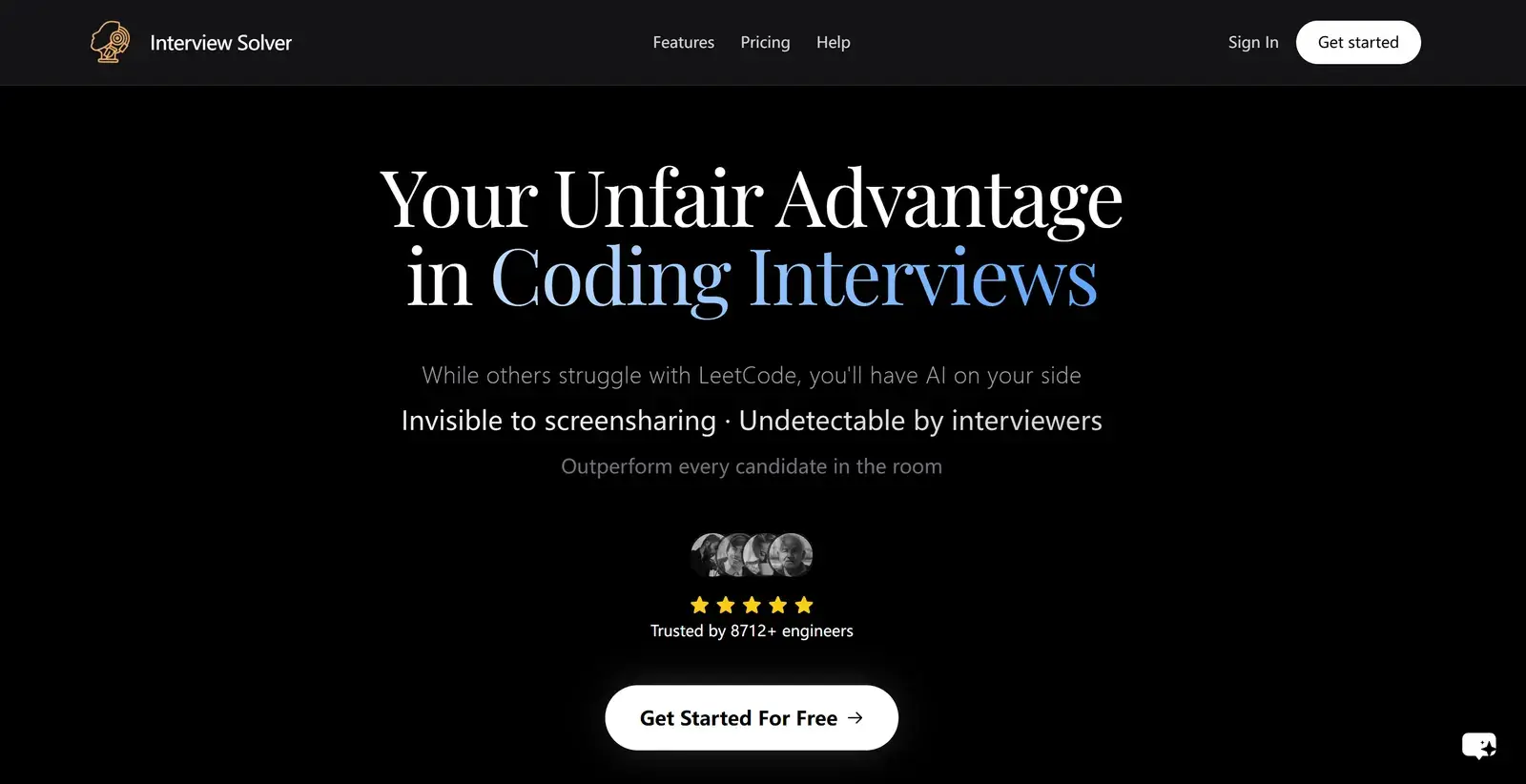 Interview Solver homepage