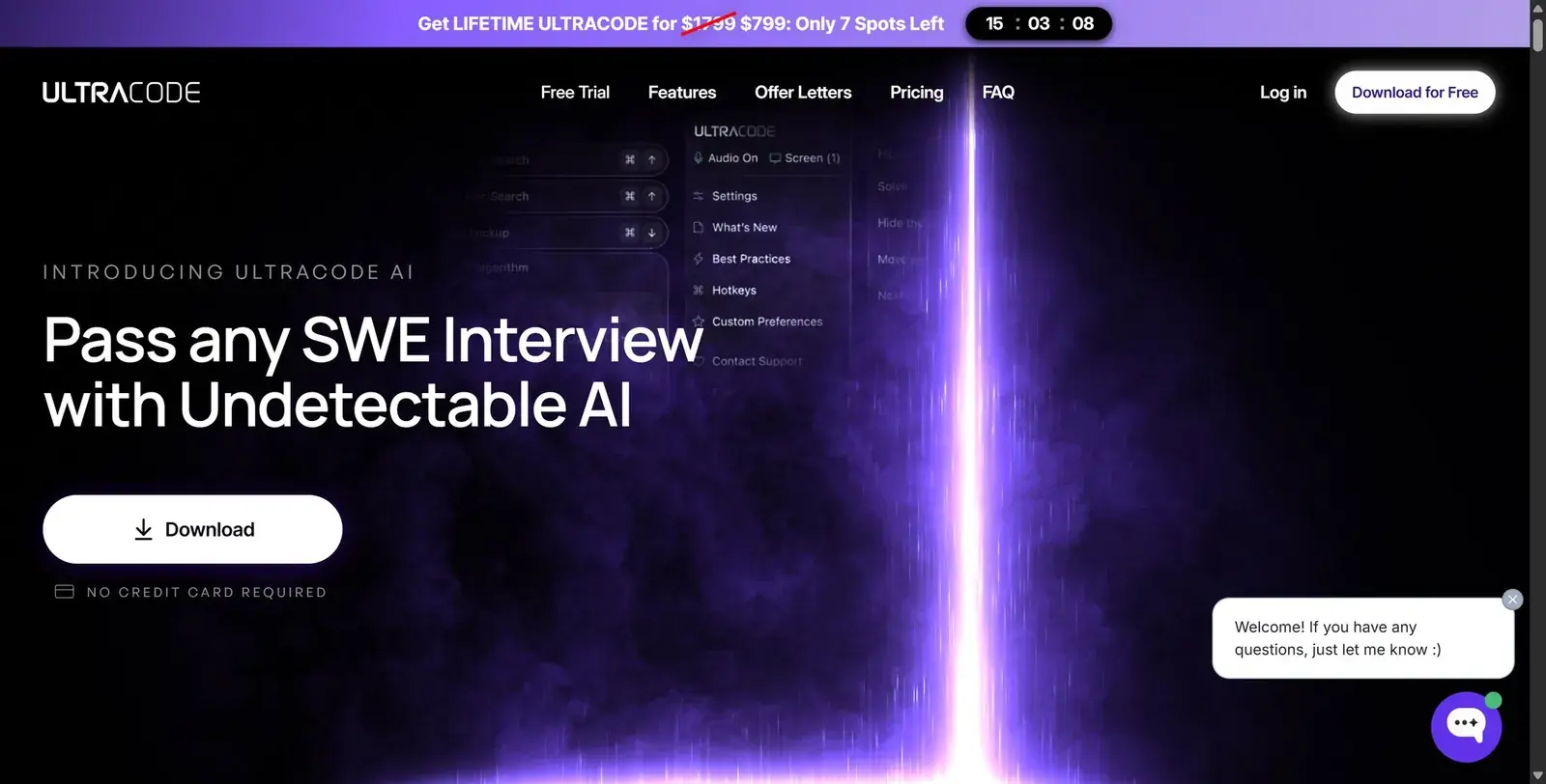 Ultracode AI homepage