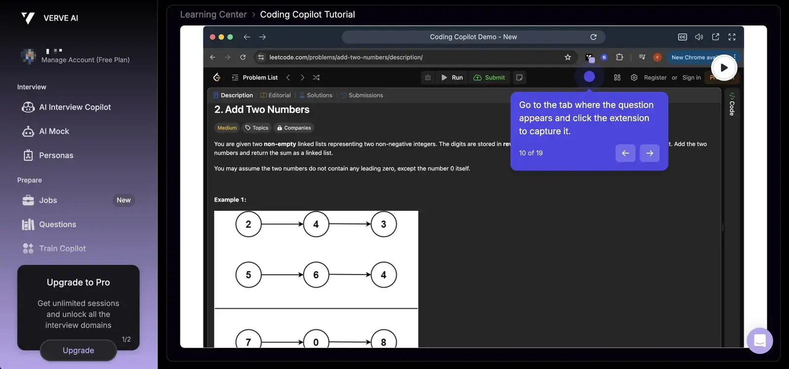 Verve AI's Chrome extension during a coding question
